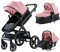 YAZOCO Passeggino Trio 3 in 1 Carrozzina Ovetto Pieghevole Set Viaggi Passeggino Neonato Sedili Parapiedi Zanzariere Carrozzina Multifunzionale (1 Rosa)