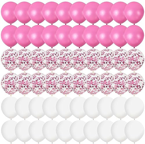 60 Stück 30.5 cm Rosa Weiß und Konfetti Luftballons, 20 rosa Luftballons, 20 rosa Konfetti Luftballons, rosa weiße Luftballons Party Luftballons für Geburtstag Party Dekorationen Babyparty