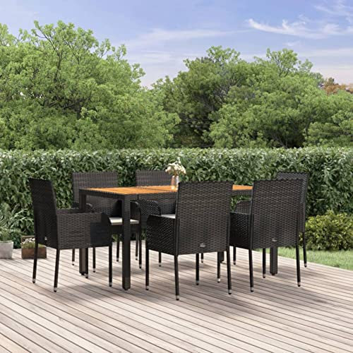 Yolola 7-TLG gartenmöbel essgruppe Rattan Garten sitzgruppe 6 Personen gartenmöbel Set 6 stühle mit Tisch Balkon möbel terrassenmöbel gartenlounge Set Gartengarnitur-7-tlg