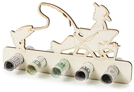 BOFUNX Angler Geschenk aus Holz - Originelles Geldgeschenk für Geburtstag, Familie, Freund oder Kollege