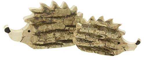 FRANK FLECHTWAREN Holzdeko Igel, 2er Set, Maße: 18 x 10 cm, 23 x 13 cm