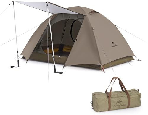 Naturehike Wasserdichtes 2 Personen Campingzelt丨Ultraleichtes Zelt kleines丨Trekking Zelt Outdoor Festival & Motorrad丨Schneller & Leichter Aufbau丨Die Zelttür dient gleichzeitig als Markise Kaffeefarbe