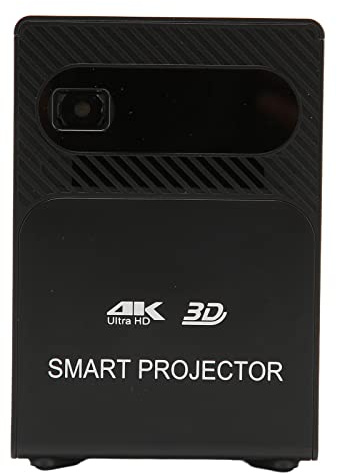Airshi Mini Projecteur, Projecteur Portable Quad Core CPU DLP Projection 3D 4K Pris en Charge Télécommande 4G RAM 64G ROM pour Le Bureau (Noir)