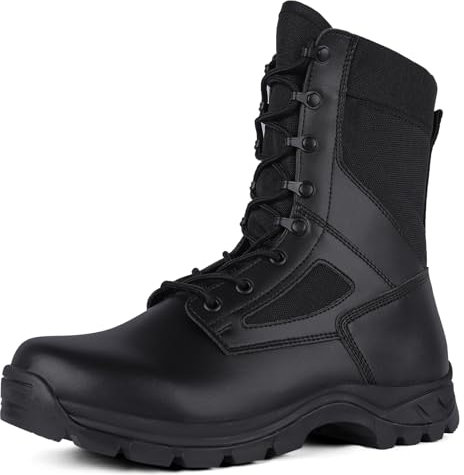 LUDEY Anfibi Militari Uomo Leggeri Stivali Tattici Stivaletti da Combattimento Deserto Traspiranti Durevoli Scarpe da Lavoro Nero 45EU