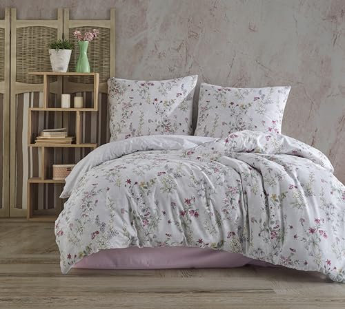 ZIRVEHOME Bettwäsche 155x220 cm. 4 teilig Set, bunt, 100% Baumwolle bettbezug geblümt, Novara