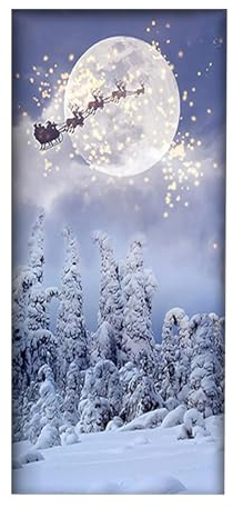 hgerGWW Weihnachten Tür Abdeckung Dekoration, 90 x 200 cm Türabdeckung für Weihnachten Deko, Türdeko Weihnachten, Weihnachtsdeko Tür Sticker Hintergrund für Haustür Veranda Party Dekoration (E)