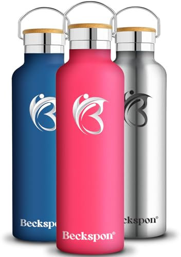 BECKSPON Botella Agua Acero Inoxidable Térmica | 600ml | Botella Termo | Para Adultos y Niños | Sin BPA | Doble Capa Aislante | Deporte, Oficina, Ciclismo, Viajes | Mantiene 24H Frio/12H calor | ROSA