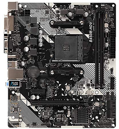 Fit For ASRock Super Lega B450M-HDV Desktop Scheda madre B450 Presa B450 AM4 DDR4 32G SATA3, 1 Ultra M.2 USB 3.1 VGA HDMI Micro-ATX