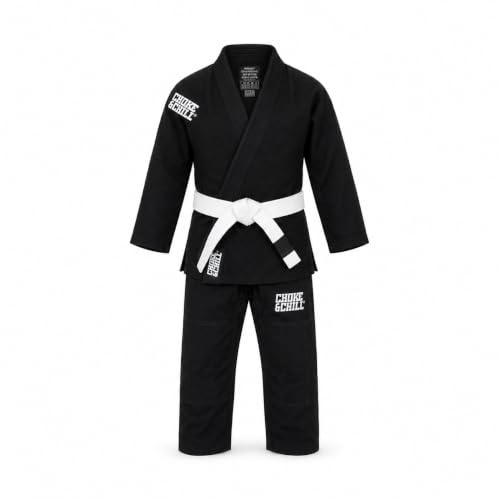 Choke&Chill Costume de jiu jitsu brésilien pour enfant - Noir, Noir , M1 (130cm)