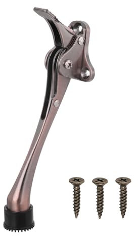 sourcing map Kickdown Door Stop, One Touch Kickdown Door Stopper Holder with Non-Slip Rubber Tip and Screws, 6-Inch Metal Door Kickstand for Bottom of Door, Brown