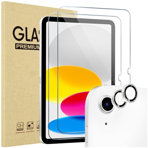 ProCase 2 Pezzi Pellicola iPad A16 11 Generazione 11 Pollici 2025/iPad 10 Generazione 10,9 Pollici 2022 con 2 Pezzi Protezione Obiettivo Fotocamera Abbinata ai Colori -Glitter Silver