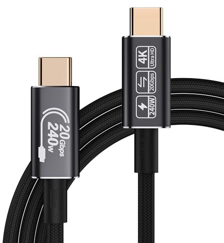 HOTUTUKI USB-C Cable - 6.6FT, 4K, 20Gbps, 240W PD Fast Charging, Compatible with Laptop