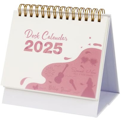 Calendrier de bureau 2024-2025, 13,2 x 13,5 cm, de juillet 2024 à décembre 2025, calendrier mensuel annuel scolaire à rabat debout avec bobine dorée, facile à lire (rose (13,2 x 13,5 cm)