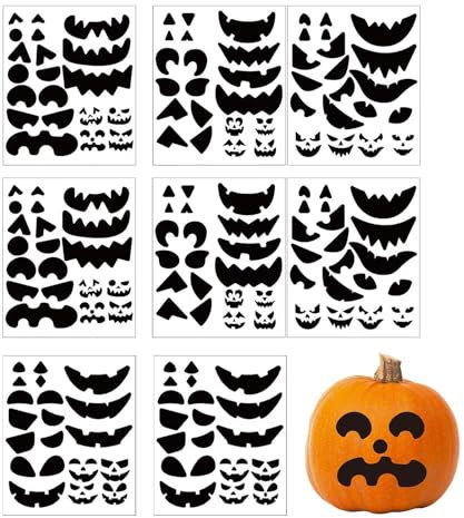 Kleine -Gesichtsaufkleber,Halloween-Dekorationsaufkleber | Jack O Lantern Aufkleber | 8 Blatt Jack-O-Laterne und niedliches, basteln Sie Ihr eigenes Aufkleber-Set, lustig für