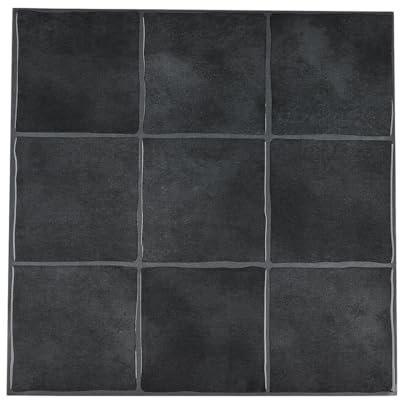Schwarz Fliesenaufkleber Klebefliesen Küche Bad, 10 Stück Quadrat Wandfliesen Küchenrückwand Selbstklebende Fliesen (30,5 x 30,5 cm, 0.94㎡)