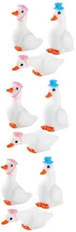 ibasenice 9 STK Mikro-landschaftsverzierung Dekorativer Schwan Mini-Schwan-Modell Miniaturschmuck Gartendeko Accessoire Familie Schwan Figur Schwan-Modell-Ornament Schwan Schmuck Harz Weiß