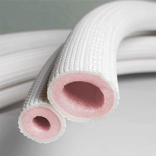 Tuyau Isolant en Mousse Extérieur, Rallonge de Tuyau, Ensemble de Protection de Ligne de Cuivre Flexible pour Mini-split AC et Équipement de Chauffage(12x6mm)
