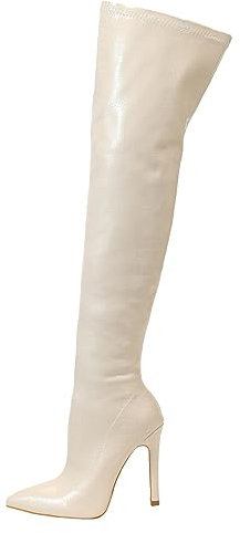 Stivali con tacco nero alti al ginocchio da donna in pelle scamosciata sopra il ginocchio Stivali alti invernali con tacchi alti da donna Stivali da equitazione al ginocchio con stivali in metallo