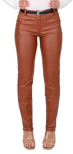 Malito - Damen Chinohose - schicke elastische Lederoptik Hose - Festliche Elegante Stretch Damenhose 1031 - Kupfer XXL