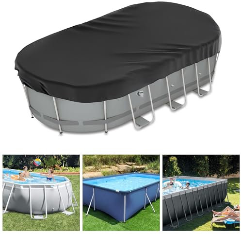 Neuradical Cubierta de piscina para piscinas sobre el suelo 210D Oxford, resistente, ideal para impermeable y resistente al polvo (274 x 549 cm)