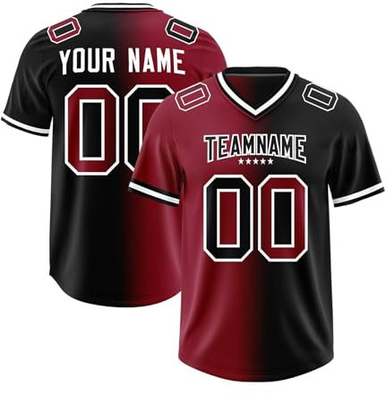 Personalisiert American-Football-Trikot Team Name Number & Logo Sports Uniform Football Jersey für Kinder Erwachsene Herren-Sporthemden Atmungsaktiv T-Shirt,Black