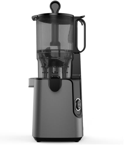 Amzcoo Exprimidor lento, 130 mm de orificio de llenado y depósito de zumo de 1,8 L, prensa fría para verduras y frutas enteras, fácil de instalar y limpiar, sin BPA