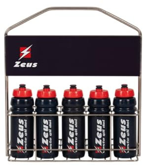 Kit Cestello PRO con 10 Borracce per Zeus Sport Calcio Calcetto Relax Fitness Palestra Ciclismo Training Allenamento Accessori Partita Gara Tempo Libero Equipment (Silver, H 54 x L 45 x P 19 cm)