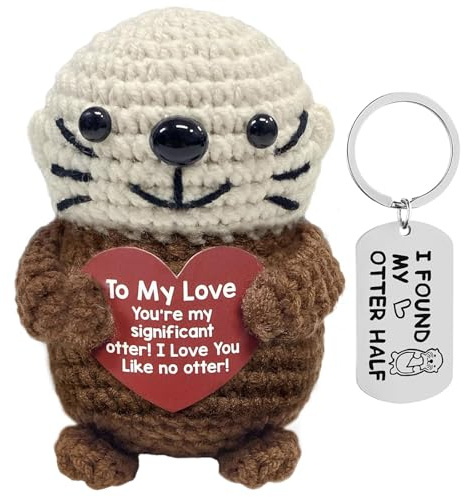 Vspek Positive Otter, Pocket Hug Positive Puppe, Schlüsselanhänger, Positiver Energiekarte, Mutmacher Geschenk, Viel Glück Geschenke, Emotionales Unterstützungs Geschenk für Familie, Freunde