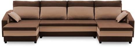 Mebligo ECKSOFA U MIT SCHLAFFUNKTION Sparta Braun