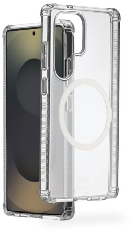 Hama Magnetische Handyhülle Extreme Protect f. Samsung Galaxy S25 Ultra (Bumper D3O-lizenziert, Qi2 kompatibel, m. Magnet, durchsichtige Hülle mit Anti Gelbstich, Case f. induktives Laden) transparent