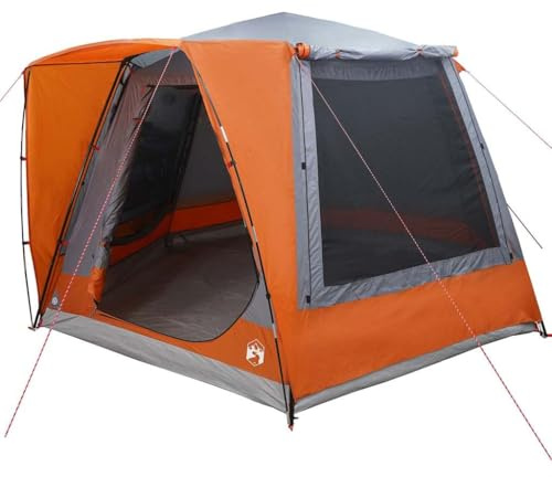 vidaXL Campingzelt Hütte Grau und Orange 420 x 420 x 227 cm Polyester