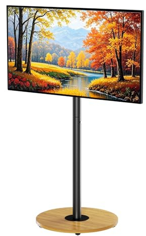 Vanconwey Floor TV Stand for 40-75 Inch,Rolling TV Stand with Wooden Board | Tv Stand on Wheels,Holds up to 110Lbs,Max VESA 600x400mm,VC-Z1966(Black)