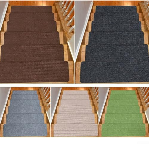 Rutschfeste Holz-Stufenmatten mit Teppichstruktur, leiser Anti-Interferenz-Schutz, entworfen für langfristige Boden- und Treppensicherheit (5 Stück, hellgrau)