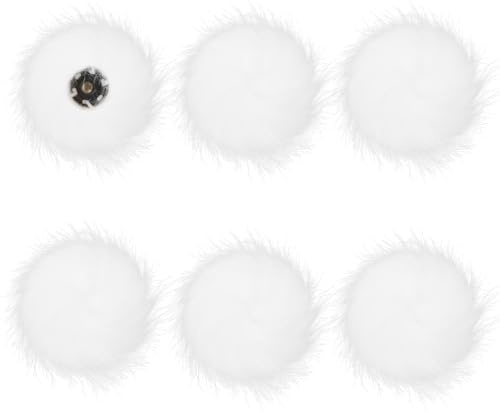 Sorcristy 6 Stück Fellbommel für Mützen, 10 cm Weiß Flauschige Pompoms mit Abnehmbarem Druck Knopf Weiße Kunstfell Bommel für Mütze Schlüsselanhänger