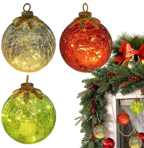 Générique Night Light Kids – Glas, Ornamente, tragbare Beleuchtung | Weihnachtskugeln in hellgrün, glitzernd, Partydekoration für Büro, Regal, Kamin, Büro, Wohnung, Erholung