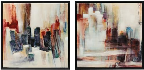 HOMCOM Cuadros en Lienzo Abstractos a Mano 2 Piezas 40x40 cm Multicolor