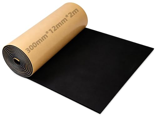 Dshunnc Plaque de mousse autocollante 300 mm x 12 mm x 2 m Rouleau de mousse néoprène multifonctionnel Tapis d'isolation autocollant pour joints Antidérapant Isolation Absorption des chocs Tapis