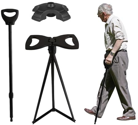 Silla de Paseo portátil, bastón Ajustable con Asiento, bastón portátil Ajustable, Asiento Plegable para bastón para Acampada, Senderismo y Viajes, Carga máxima 80 kg
