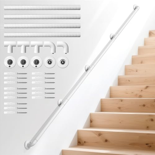 KiloSton 2.5 m Anti-Slip Stair Rail – ABS & 304 Stainless Steel, Safe & Comfortable Stair Support for Elderly, Kids & Disabled, Bannister Rail for Stairs