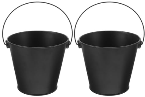 LALAFINA Cubo para Parrilla al Aire Libre 2 Piezas de Hierro Negro | Atrapa Grasa y Aceite, Mantiene la Parrilla Limpia, Fácil de Limpiar, para Picnic y Cocina Exterior