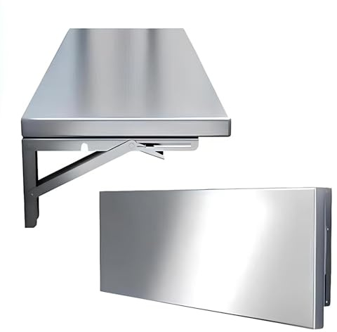 Drsyffsup Klappregal aus Edelstahl, Wandregale, platzsparender Laptop-Computer-Schreibtisch-Arbeitsplatz, herunterklappbarer Tisch für Arbeitszimmer, Küche, Aufbewahrungsregal(L50xW30cm/L20xW12in)