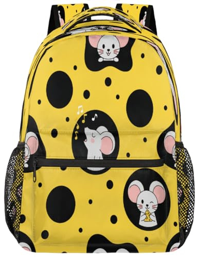 Drekrid School Backpack Travel Bag for Men & Women - Cheese Mouse Lightweight Boys Girls Bookbag Daypack Fits 15.6 Inch Laptop for College Students, Middle High School, Teens