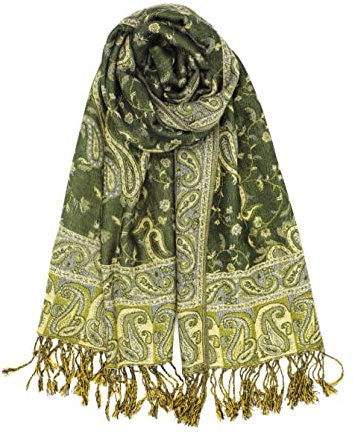 Achillea Damen Achi23 Pashmina-Schal, Dark Olive, 28 W x 76 L