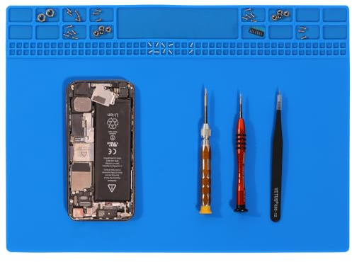 Premium hitzebeständige Silikon-Lötmatte, blau, magnetische Elektronik-Reparaturmatte für Handy, Laptop-Reparatur, BGA-Lötpistolen-Werkbank-Schutz, 35 x 24 cm