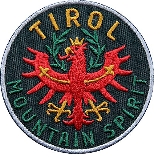 2 x Tirol Adler Patch hochwertig gestickt 65 mm/Aufbügler Aufnäher Bügel-Flicken Patches zum aufbügeln aufnähen Kleidung Rucksack/Österreich Tiroler Wappen Flagge Wandern Reiseführer (Schwarz)