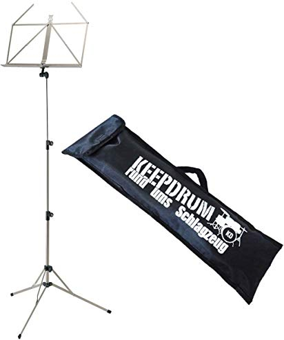 K&M 100/5 Notenpult Notenständer Nickel + keepdrum Tasche