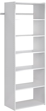 Easy Track PH38-WH Living Essentials - Shelf Tower Wood Closet Organizer, White