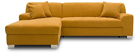 DOMO. collection Ecksofa Capri, Sofa in L-Form, Couch, Polsterecke, Eckcouch, Sofa-Garnitur 239 x 152 x 75 cm (BxTxH), mango gelb