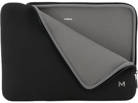 MOBILIS Housse en Néoprène pour Ordinateur Portable 14-16, Sac Pochette Protection PC/Notebook/Ultrabook jusqu'à 16, Laptop Sleeve 15.6, Noir/Gris