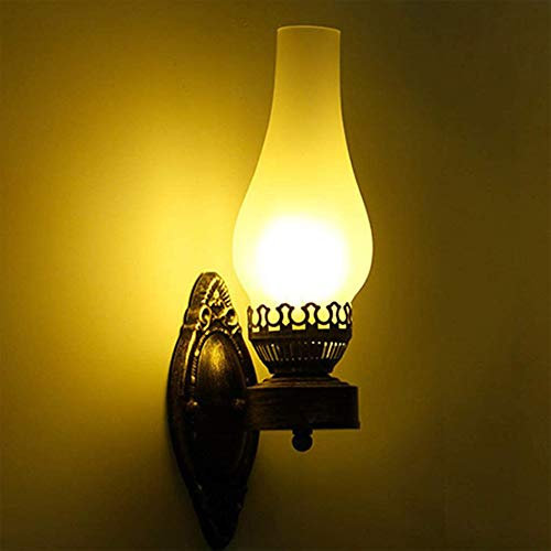 COCOL Wandleuchte Retro Nostalgische Wandlampe Kreative Milchglas Bronze Steckdose Schlafzimmer Nachttischlampe Spiegel Frontlampe Beleuchtungssystem Dekorative Lampe [A-Level Energie ++]